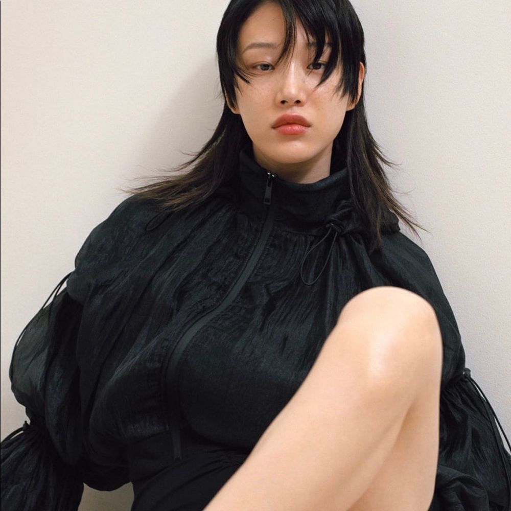 Sold out online Organza Trim Hooded Sweatshirt